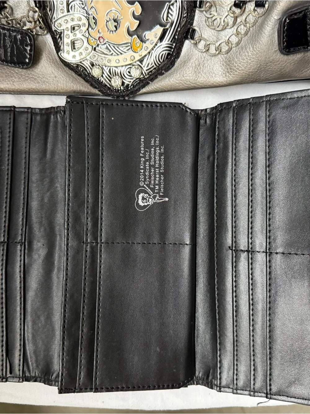 Betty Boop Metallic Silver and Black Shoulder Bag with Embellishments - Picture 7 of 12